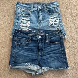 American Eagle Outfitters Light and Dark Blue Jean Shorts